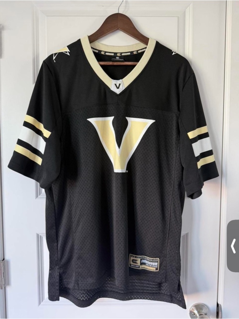 Vanderbilt Logo Black & Cream Athletic Jersey